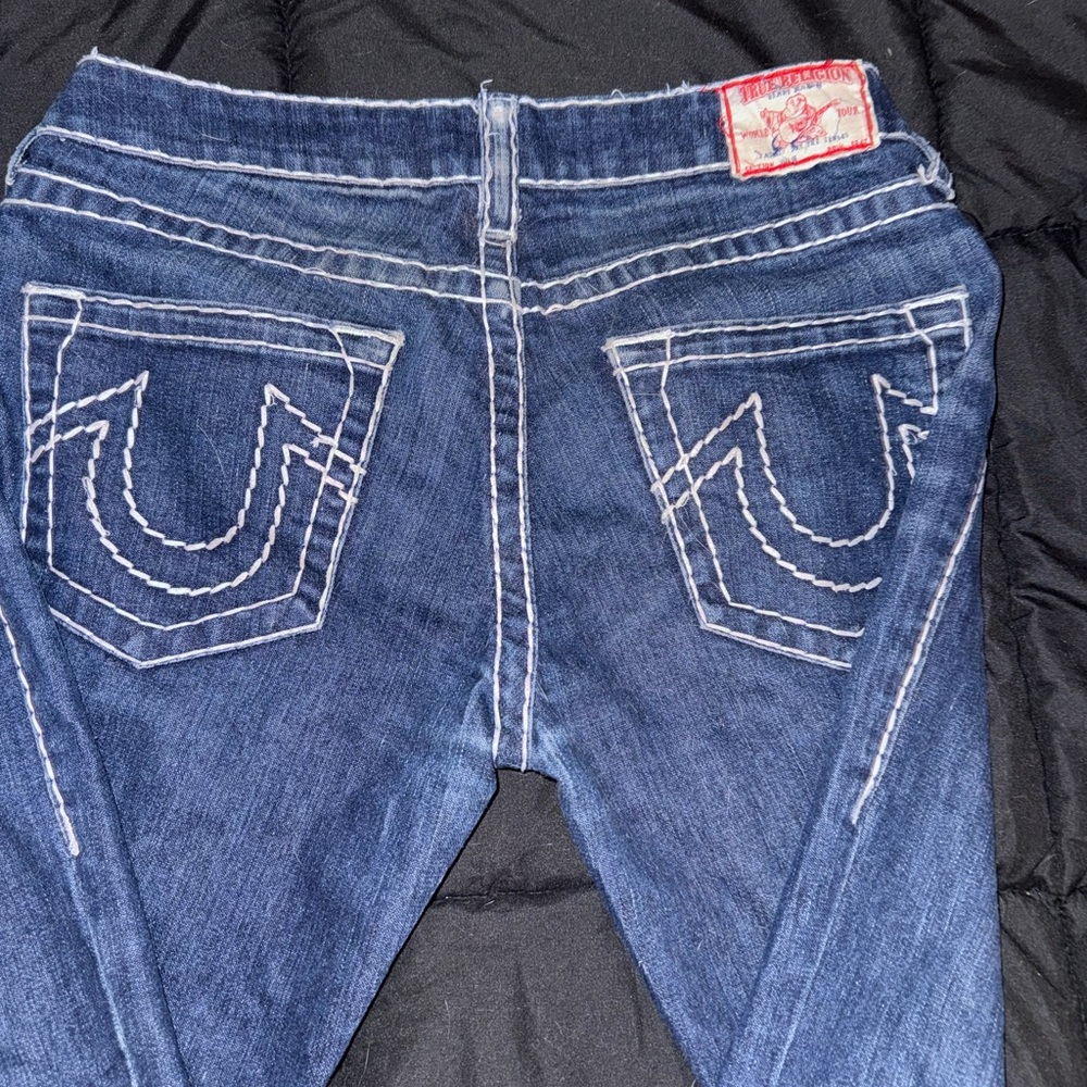 True Religion Blue Skinny Jeans with Signature Stitching